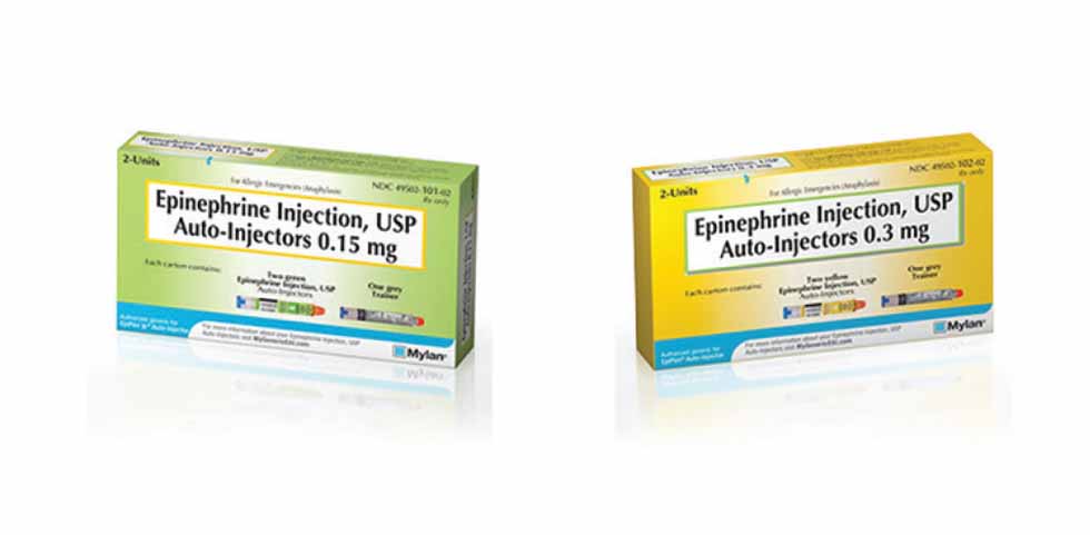 Inyectores de epinefrina genérica de Mylan
